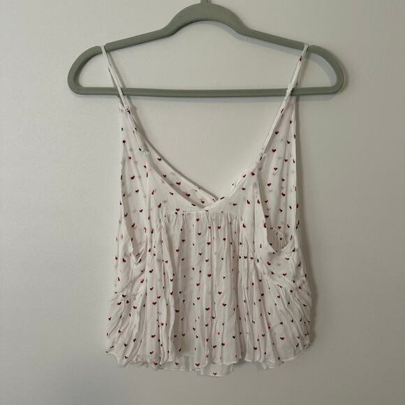 Free People Intimately white heart print v-neck babydoll tank top size S - Picture 12 of 13